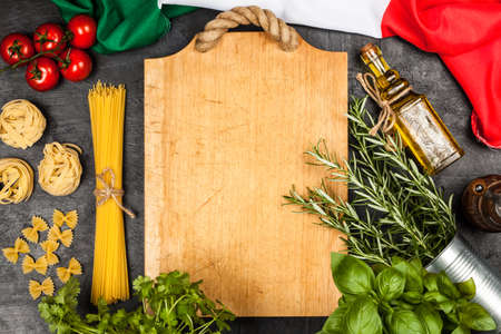Ingredients for traditional Italian cuisineの写真素材