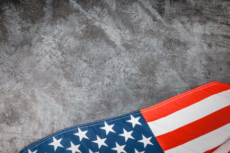 USA flag on dark grey backgroundの写真素材