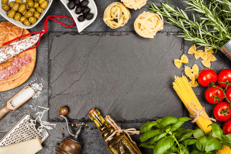 Ingredients for traditional Italian cuisineの写真素材