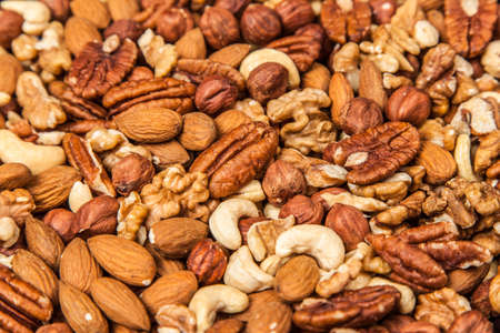 Assorted mix of different nutsの写真素材