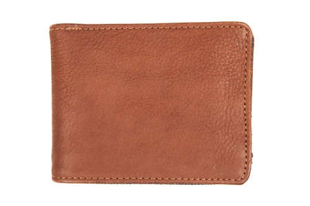 Brown leather wallet isolated on white background