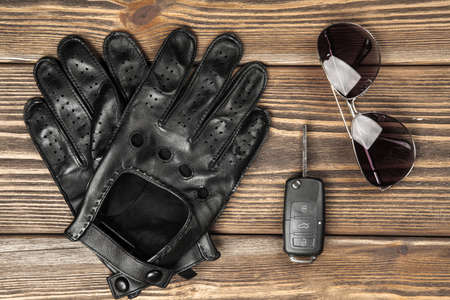 Car keys and driving glovesの写真素材
