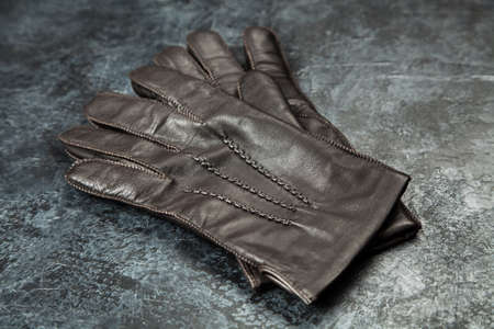Two pairs of leather glovesの写真素材