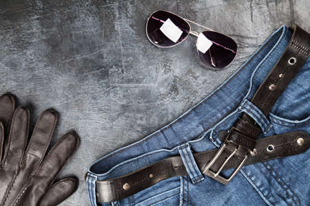 Jeans on dark backgroundの写真素材