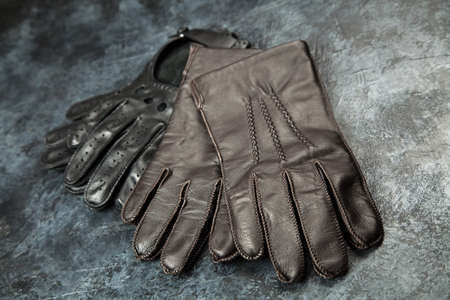 Two pairs of leather glovesの写真素材