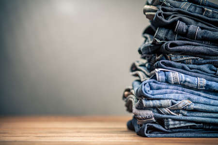 Pile of jeansの写真素材