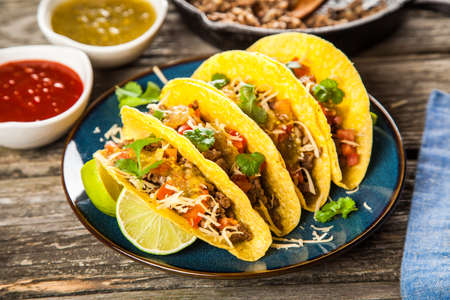 Mexican tacos with beefの写真素材