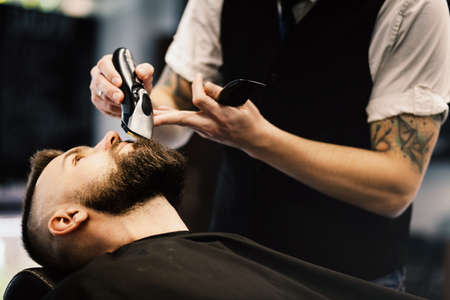 Professional barber doing a haircut