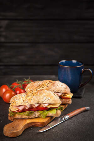 Delicious ciabatta sandwichの写真素材