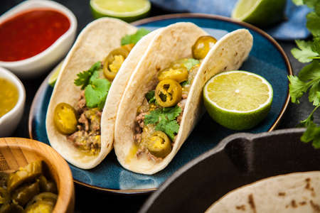 Mexican tacos with beefの写真素材