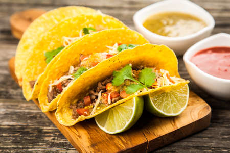 Mexican tacos with beefの写真素材