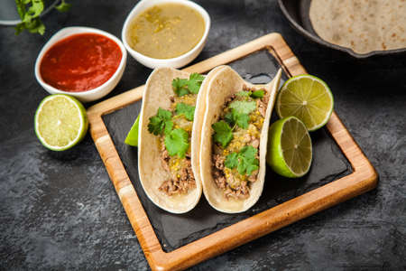 Mexican tacos with beefの写真素材