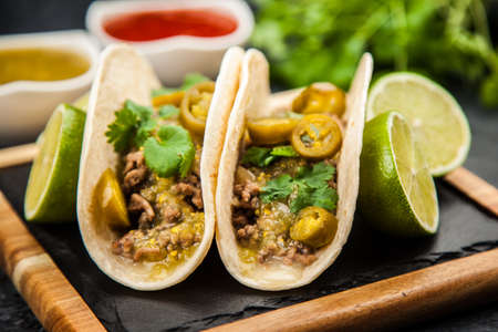 Mexican tacos with beefの写真素材