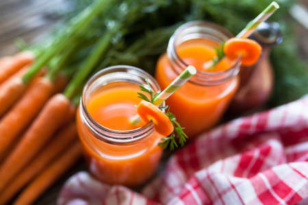 Fresh organic carrot juiceの写真素材