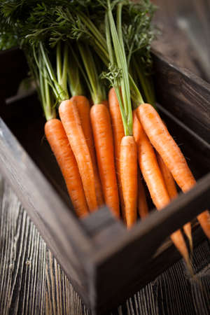 Carrot on wooden tableの写真素材
