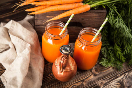 Fresh organic carrot juiceの写真素材