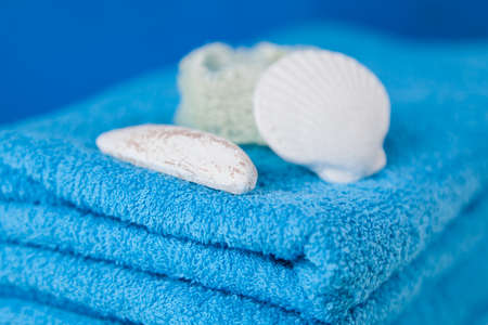 Soft blue towelsの写真素材