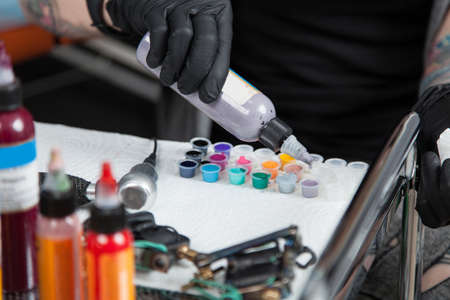 Preparing tattoo inkの写真素材