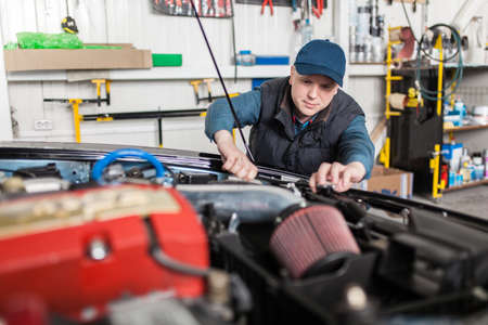 Sports car in a workshop