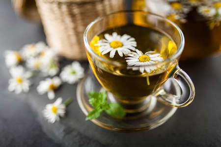 Cup of chamomile teaの写真素材