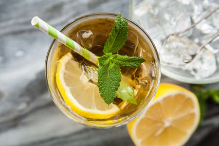 Ice tea with lemon and mint