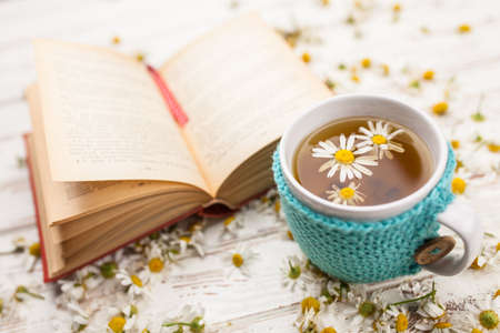 Cup of chamomile teaの写真素材