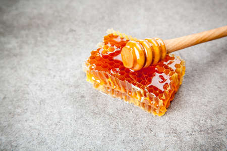 Honeycomb on grey background
