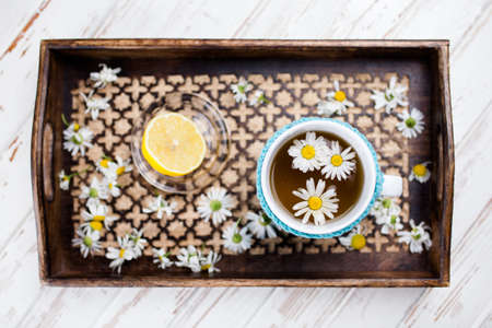 Cup of chamomile teaの写真素材