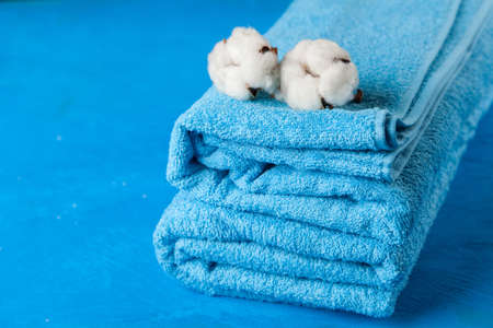 Soft blue towelsの写真素材