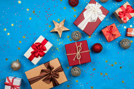Christmas presents flowing out of Santas stocking