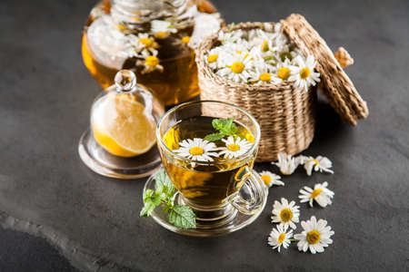 Cup of chamomile teaの写真素材