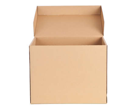 Cardboard box on white backgroundの写真素材