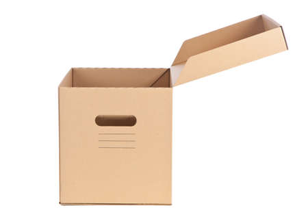 Cardboard box on white backgroundの写真素材