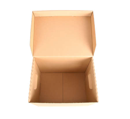 Cardboard box on white background