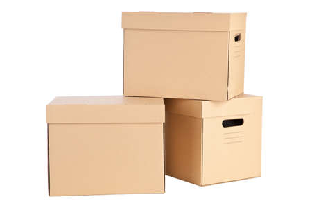 Cardboard boxes on white background