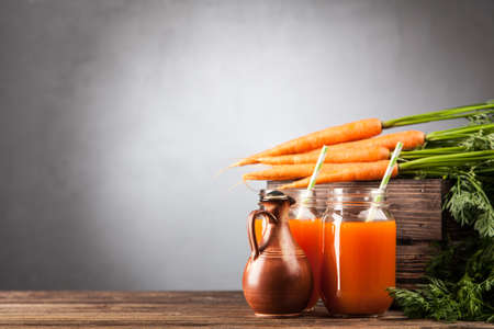 Fresh organic carrot juiceの写真素材