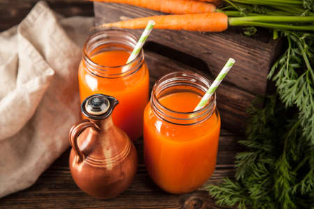 Fresh organic carrot juiceの写真素材