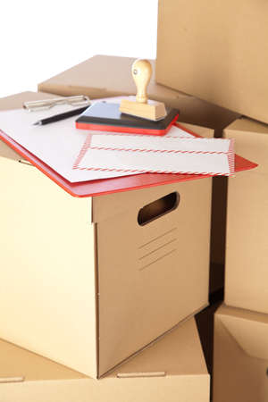 Cardboard box on white background