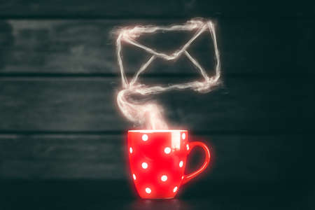 Red coffee mugの写真素材