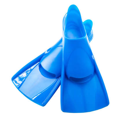 Blue flippers on white background