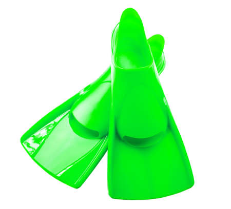 Blue flippers on white background