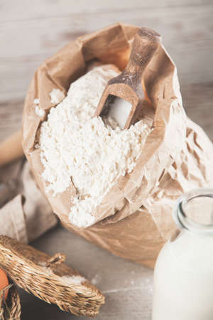 Eggs, flour and milkの写真素材