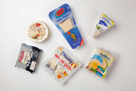 Assortment of cheese in original packagingのeditorial素材