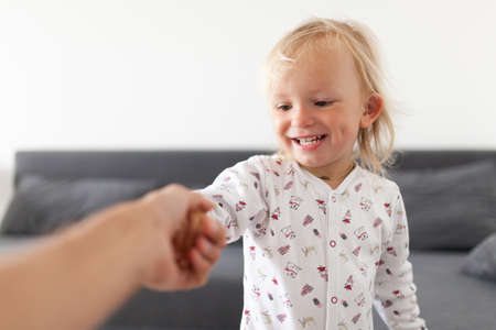 Baby girl at homeの写真素材