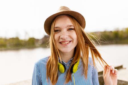 Young red haired girlの写真素材