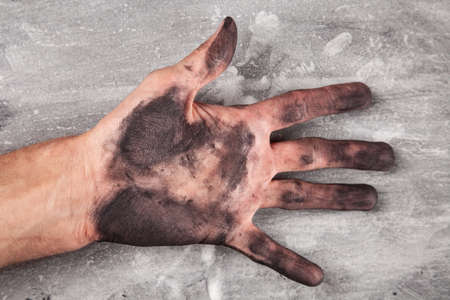 Male hand on white backgroundの写真素材