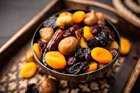 A mix of dried fruitの写真素材