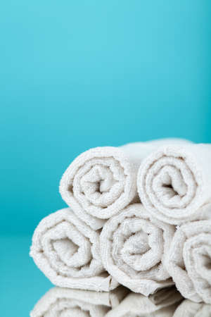 Pile of white towelsの写真素材