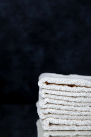 Pile of white towelsの写真素材