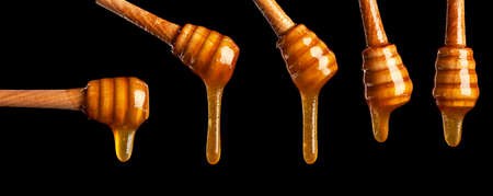 Honeycomb on black backgroundの写真素材